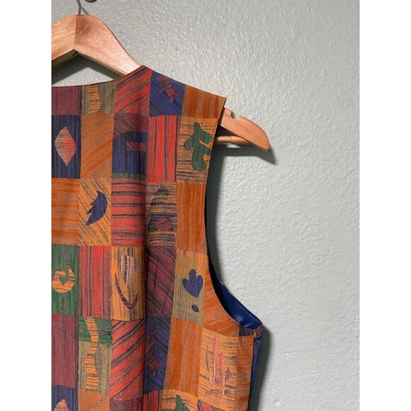 Vintage Karen‎ Kane Orange Leaf Button Up Vest Size Medium - Picture 4 of 8